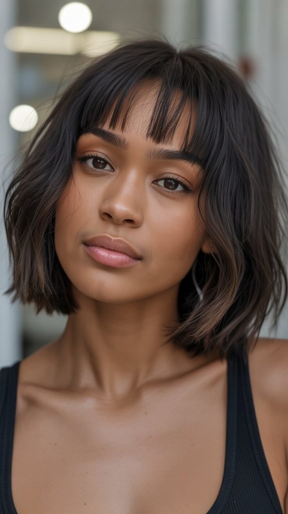 Long Bob with Micro Curtain Bangs