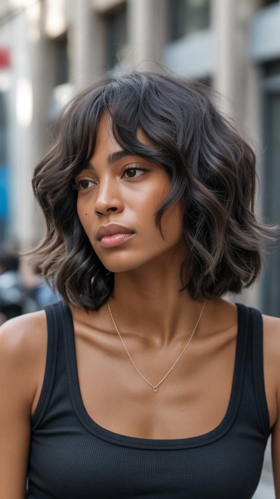 Shaggy Long Bob with Curtain Bangs