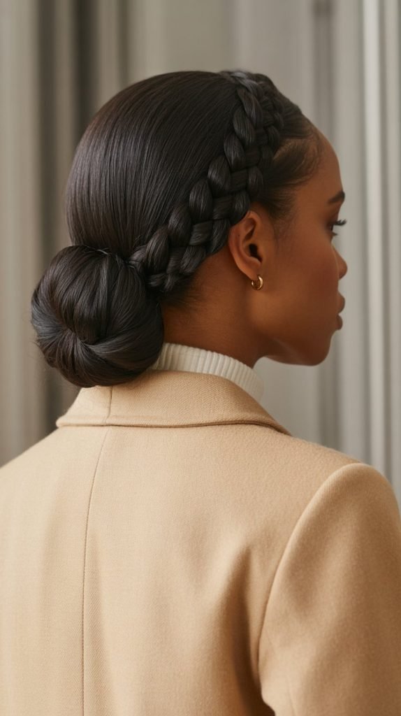 18. Crown Braid with Low Bun