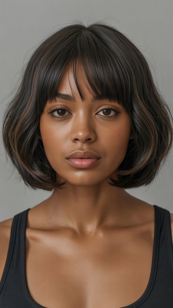 Chin-Length Bob with Full Curtain Bangs