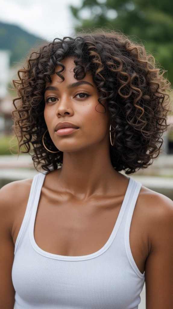 Textured Long Bob with Natural Curls