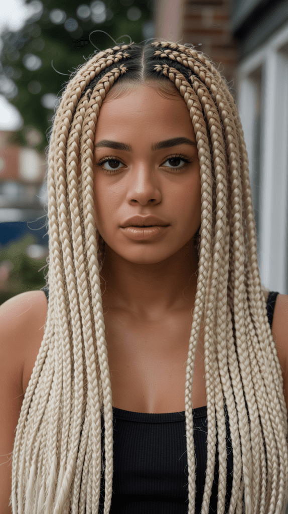 Blonde Highlights on Box Braids