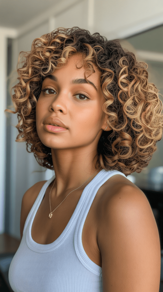  Blonde Highlights on Natural Curls