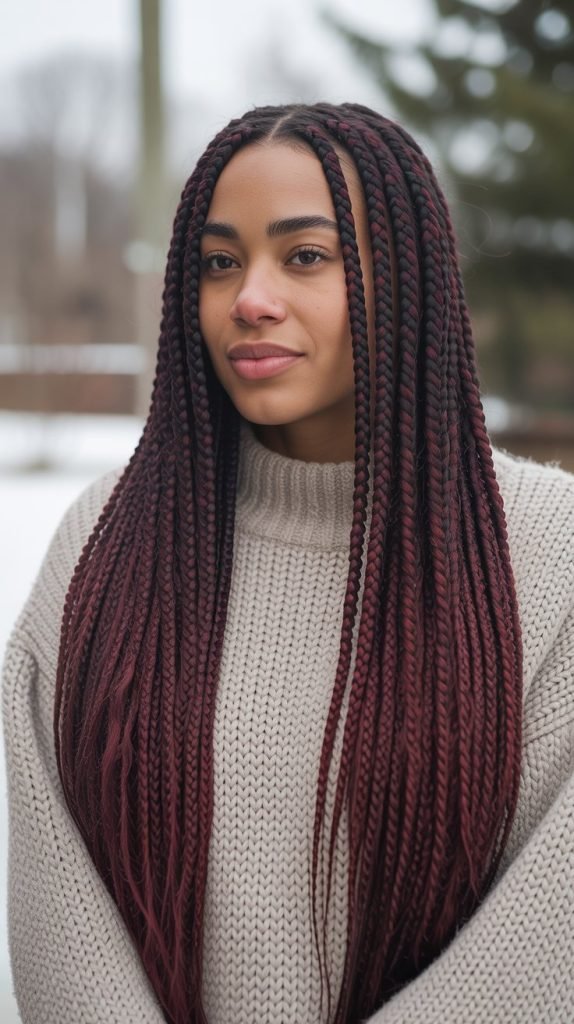1. Box Braids with Colored Tips