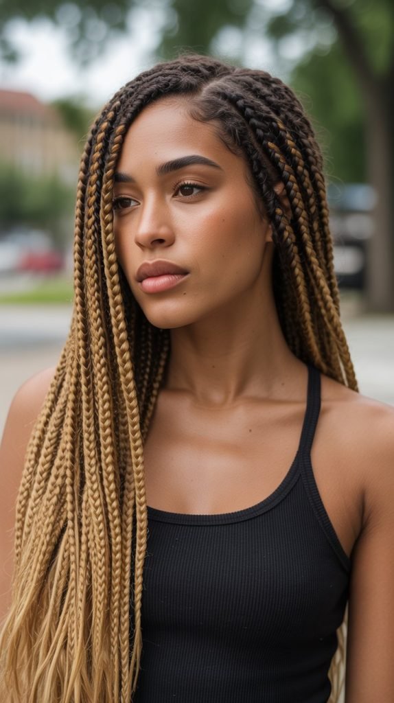 Ombre Side Part Knotless Braids