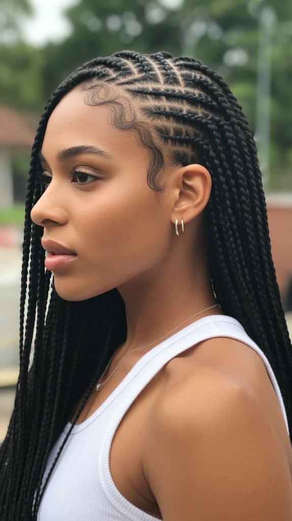 Small Side Part Knotless Braids