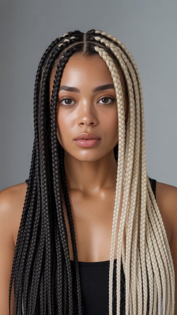 Two-Tone Side Part Knotless Braids