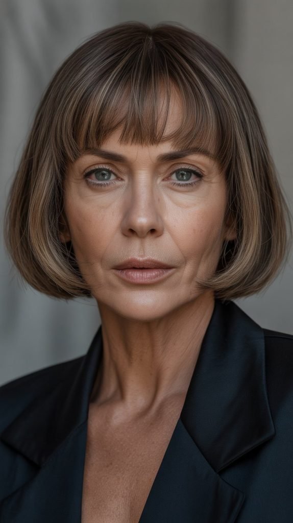 6. Sleek Long Bob with Baby Bangs