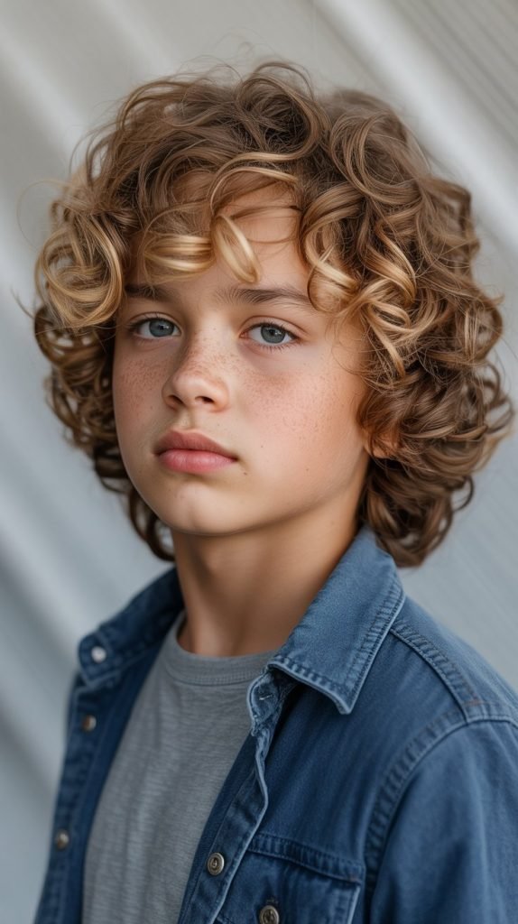 25. Blonde Highlights on Curly Brown Hair