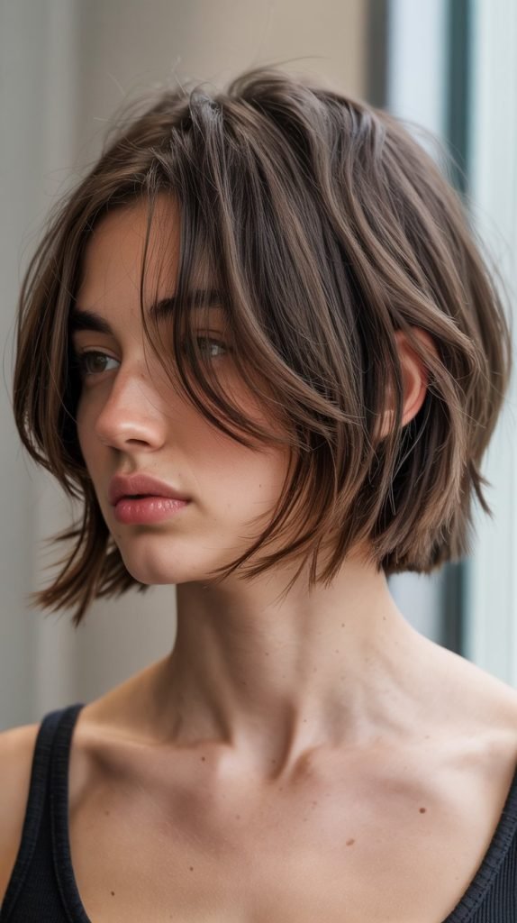 2. The Textured French Bob with Razored Ends