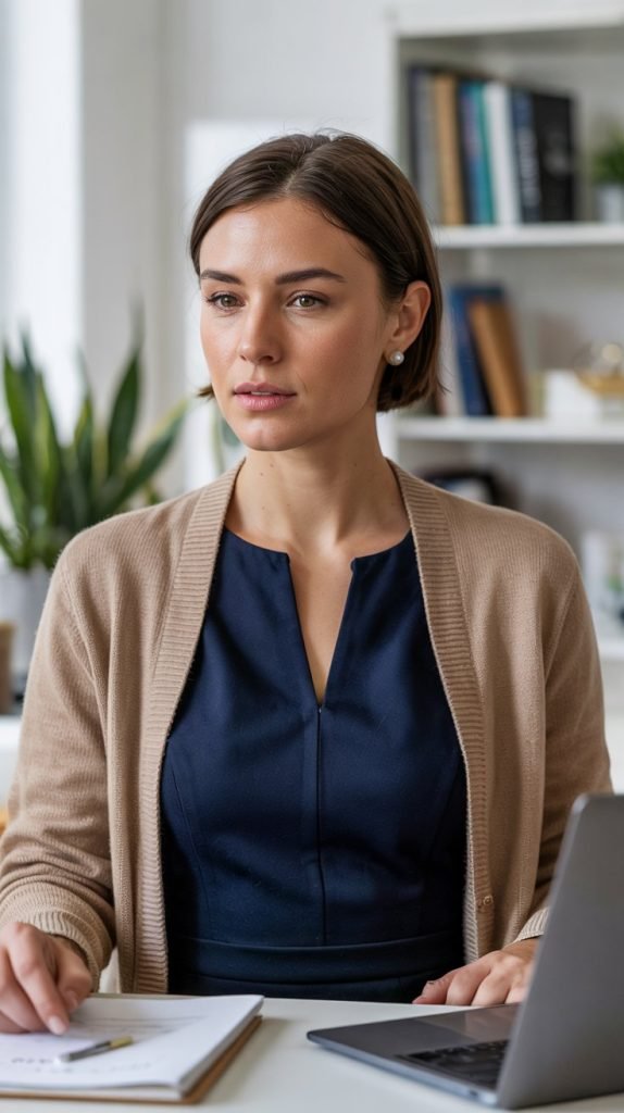 Cashmere Cardigan Over Sheath Dress