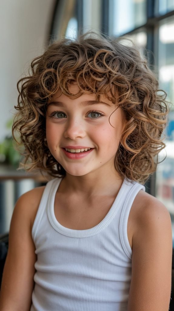 20. Curly French Bob with Bangs