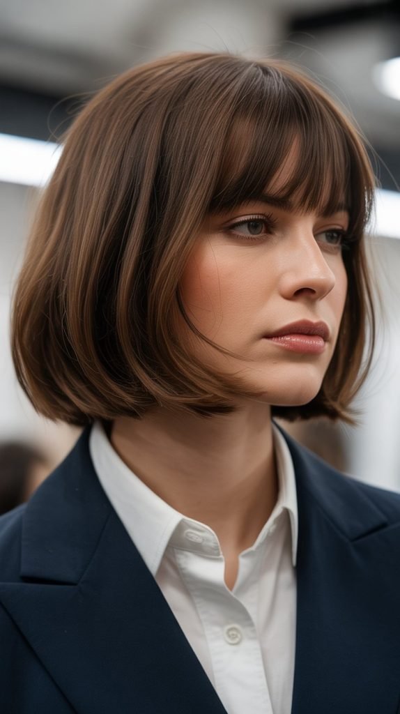 Classic Long Bob with Curtain Bangs