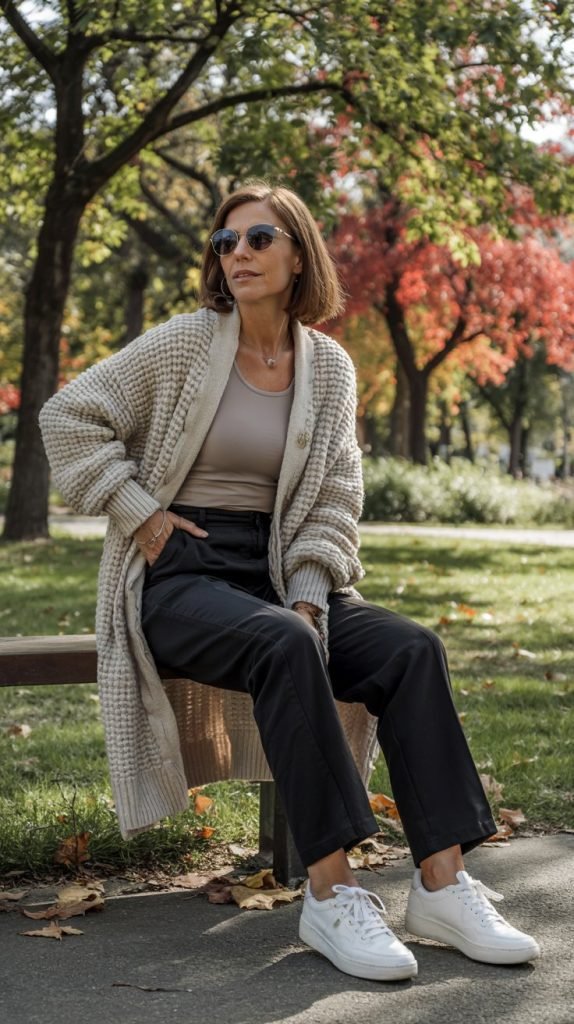 Oversized Cardigan with Straight-Leg Trousers