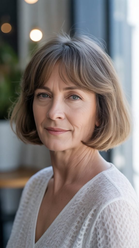 24. Soft Long Bob with Face-Framing Bangs