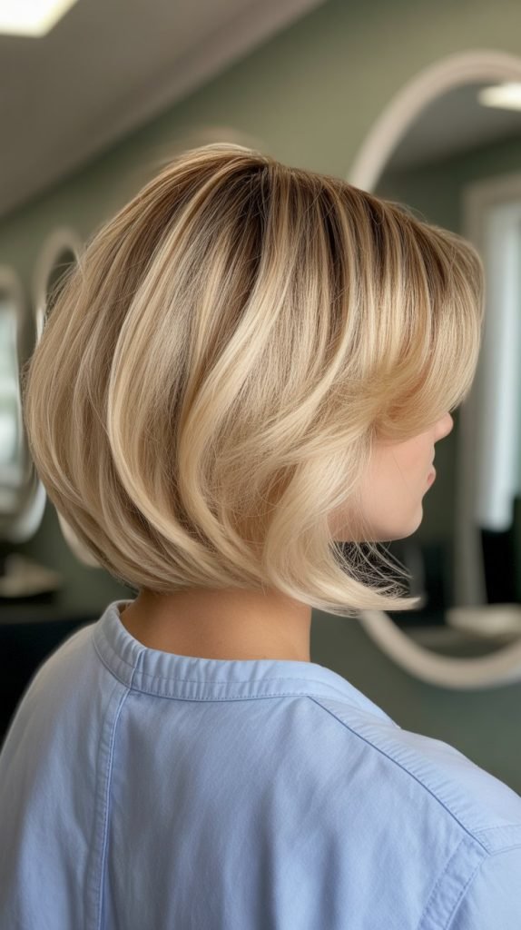 Graduated Blonde Balayage Bob with Volume
