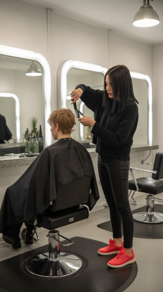 21. Color Pop Sneakers with Neutral Outfit