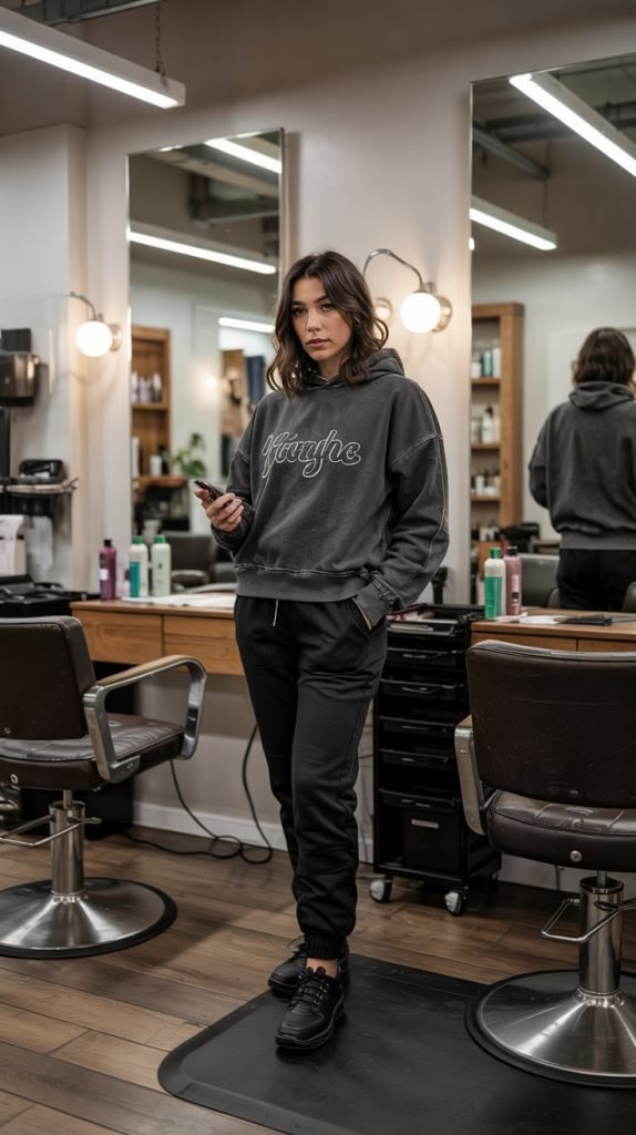 Athleisure-Inspired Joggers and Fitted Hoodie