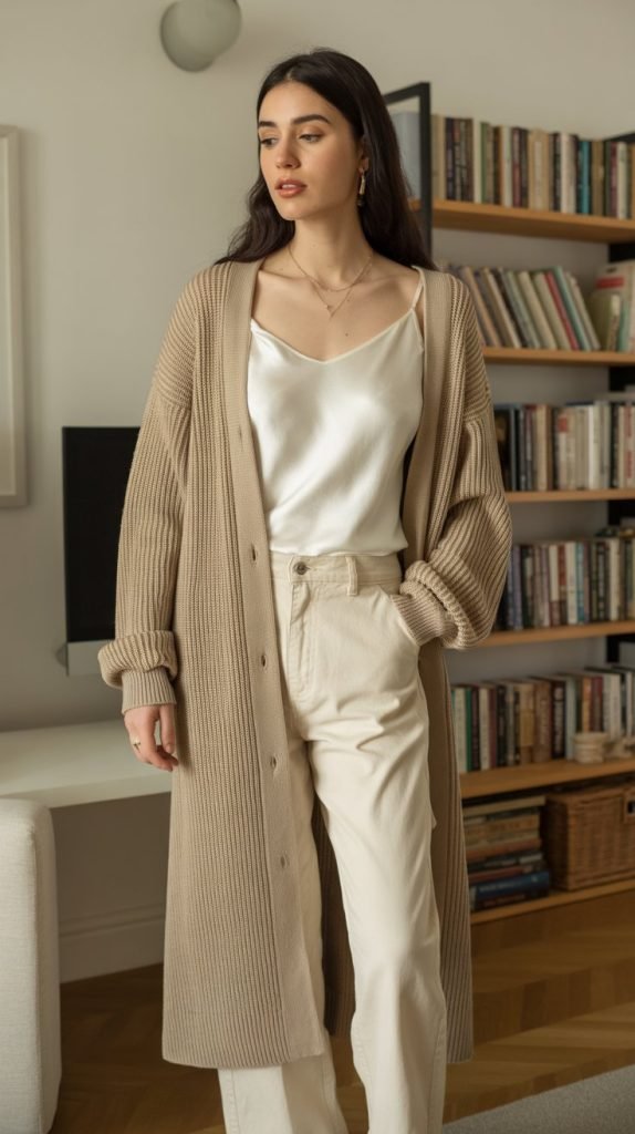 . Knit Cardigan and Camisole Combination