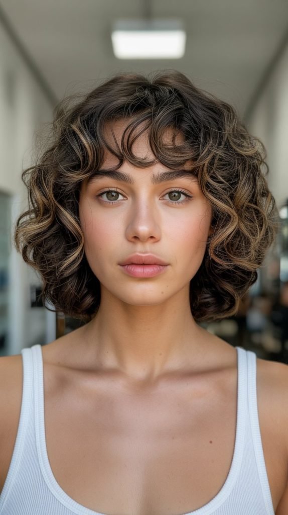 12. Long Bob with Curtain Bangs and Middle Part