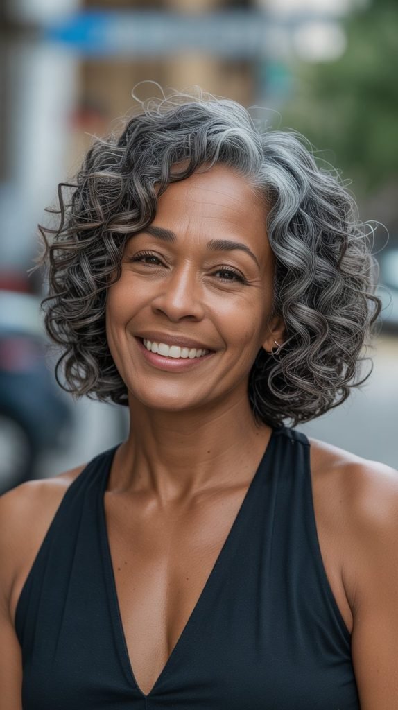 21. Curly Bob with Side Part