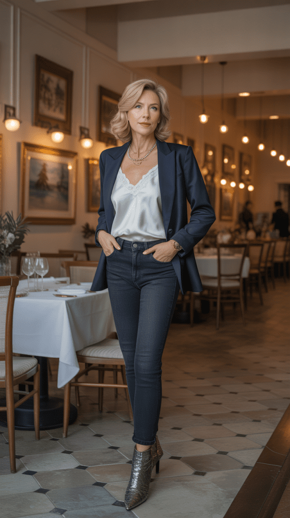  Structured Blazer with Jeans and Heels
