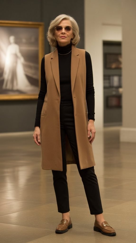 21. Longline Vest over Turtleneck