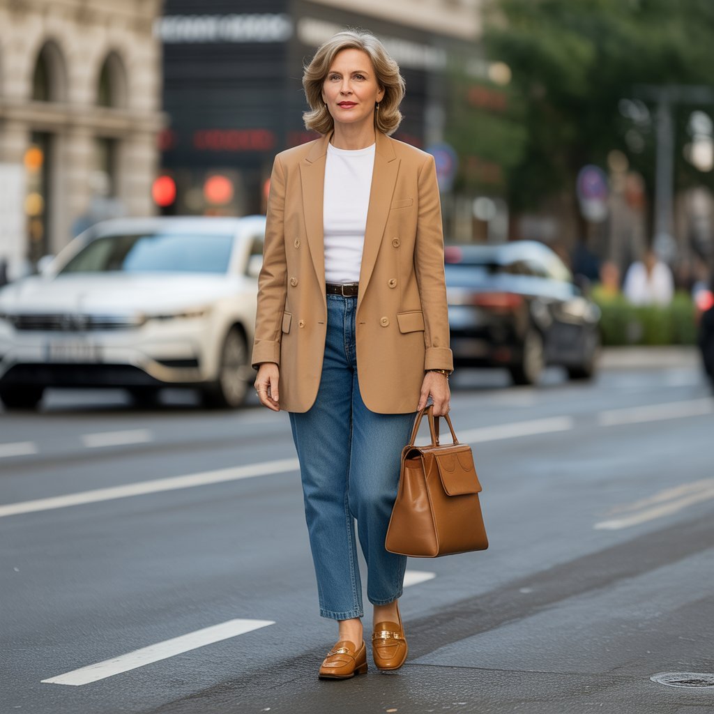 6. Structured Blazer with Relaxed Jeans