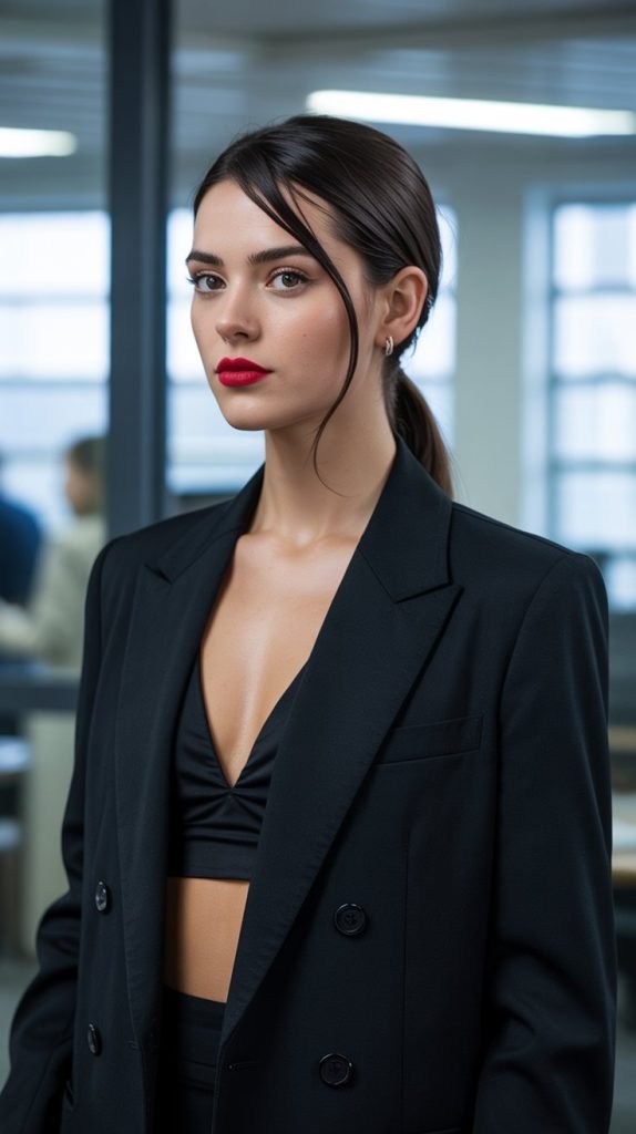 16. The Slicked Side Part with Low Ponytail