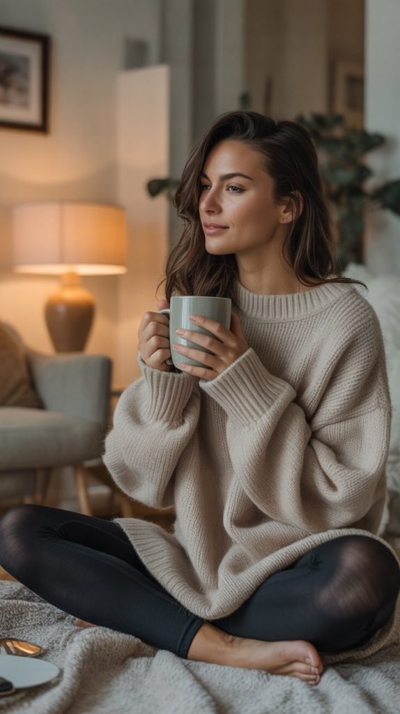 Oversized Cashmere Sweater with Leggings