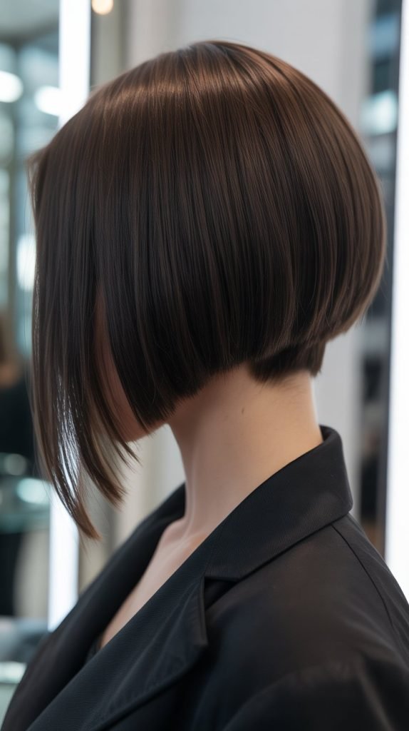 Sleek Stacked Bob with Glass Hair Finish