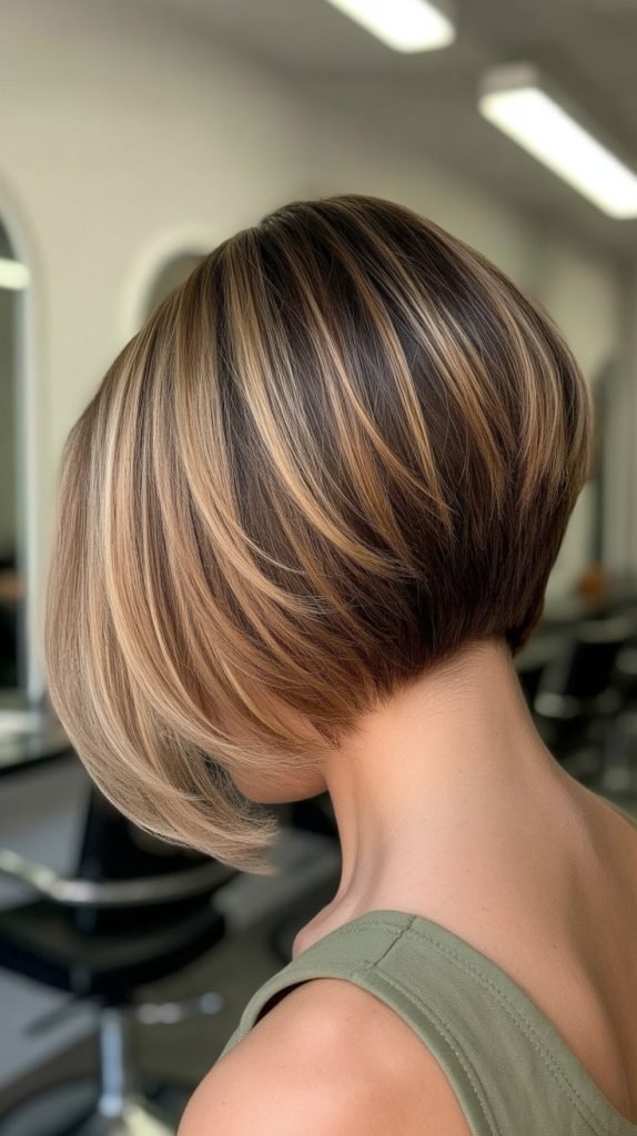 Stacked Bob with Face-Framing Highlights