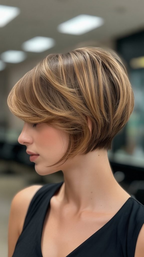 Stacked Bob with Feathered Crown