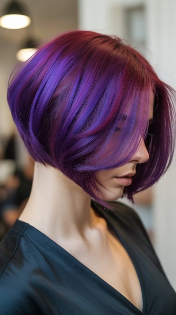 Stacked Bob with Vibrant Fashion Color