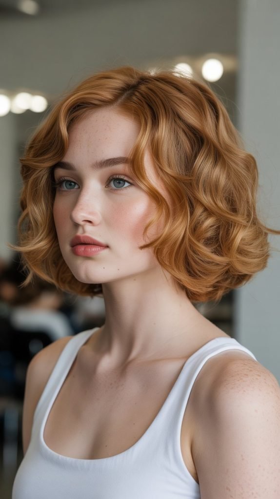 Curly Stacked Bob for Fine Hair