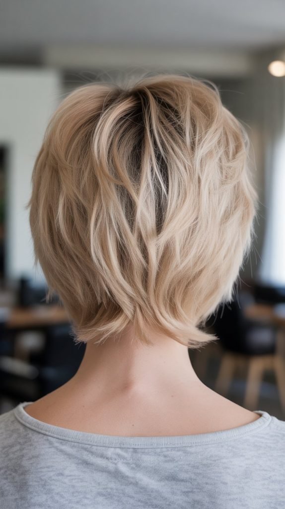 35. Stacked Bob with Messy Styling