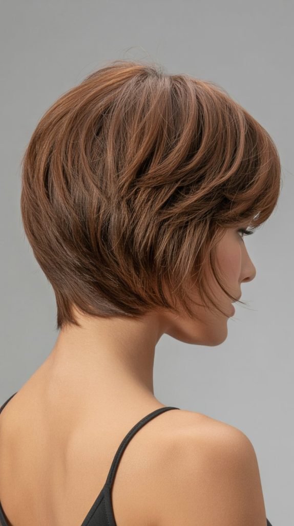 33. Stacked Bob with Feathered Ends