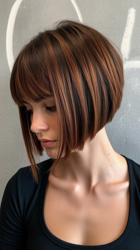 Stacked Bob with Angled Fringe
