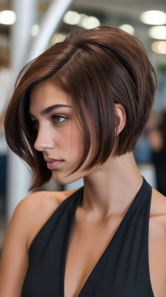 Stacked Bob with Deep Side Part
