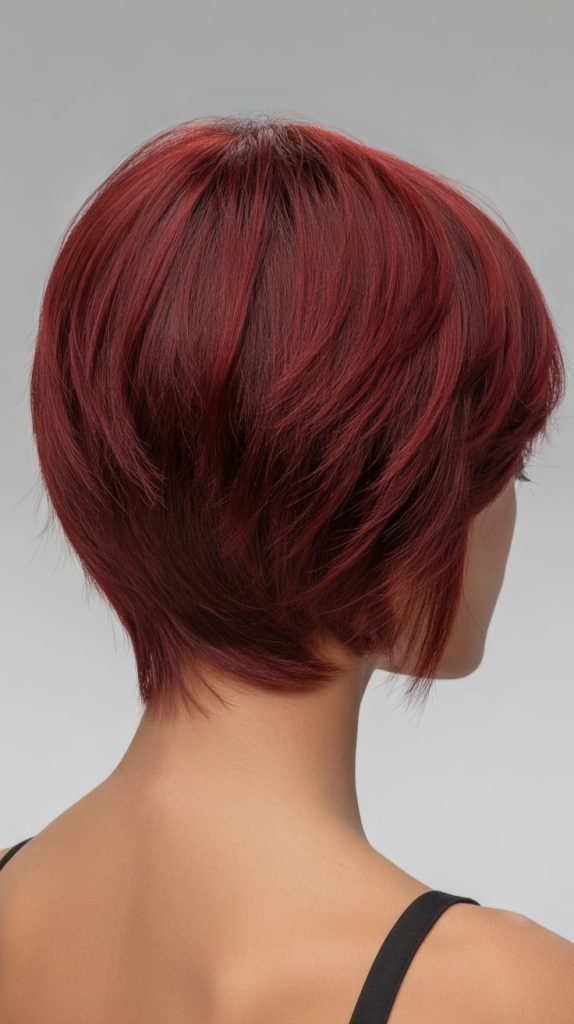 Stacked Bob with Burgundy Tone