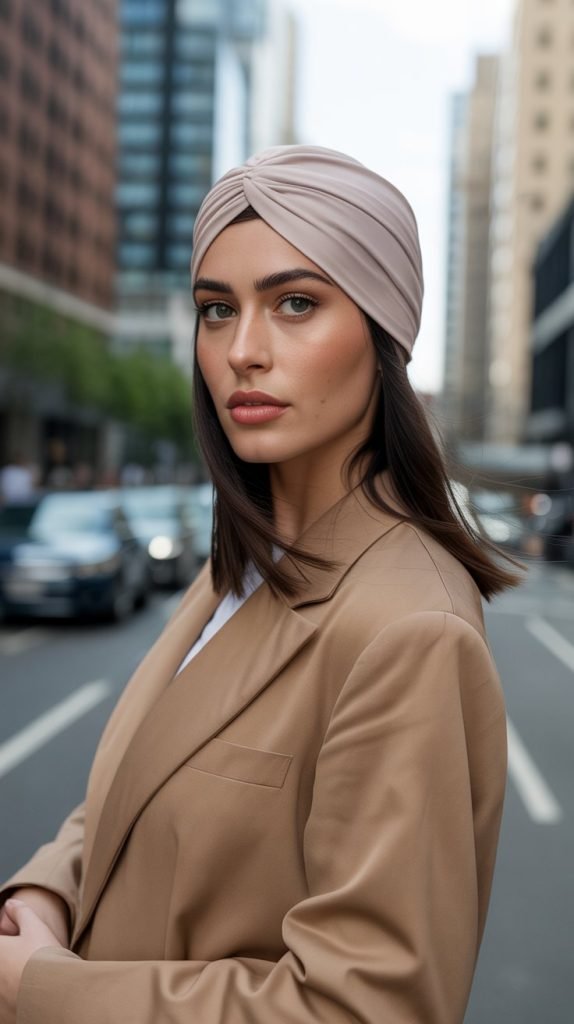 Straight Hair with Turban-Style Thick Headband