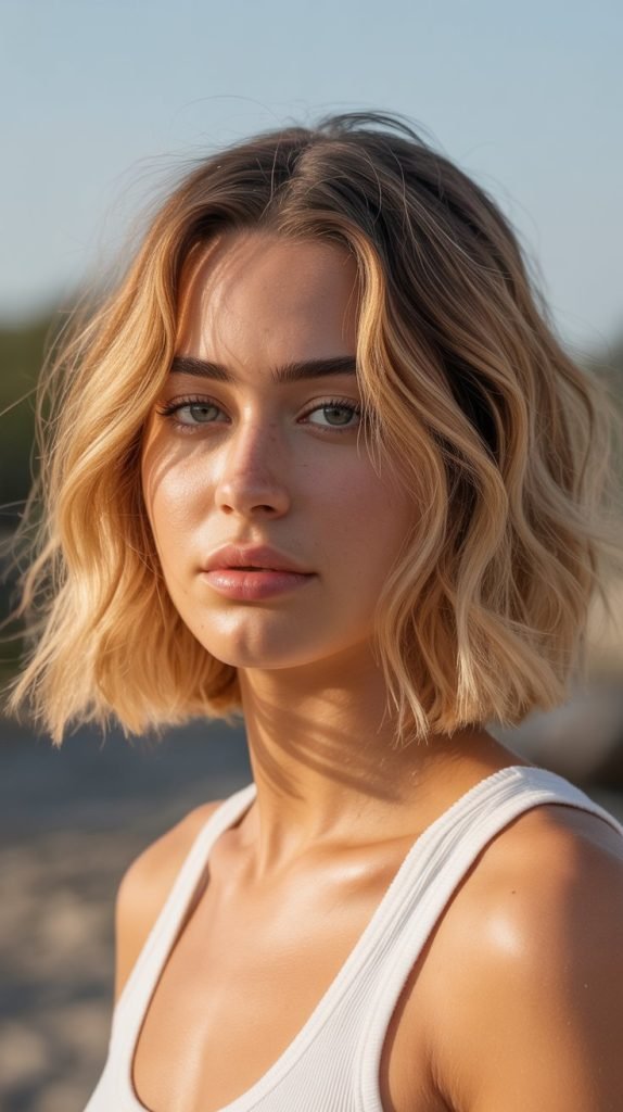  Sun-Kissed Blonde Balayage Bob