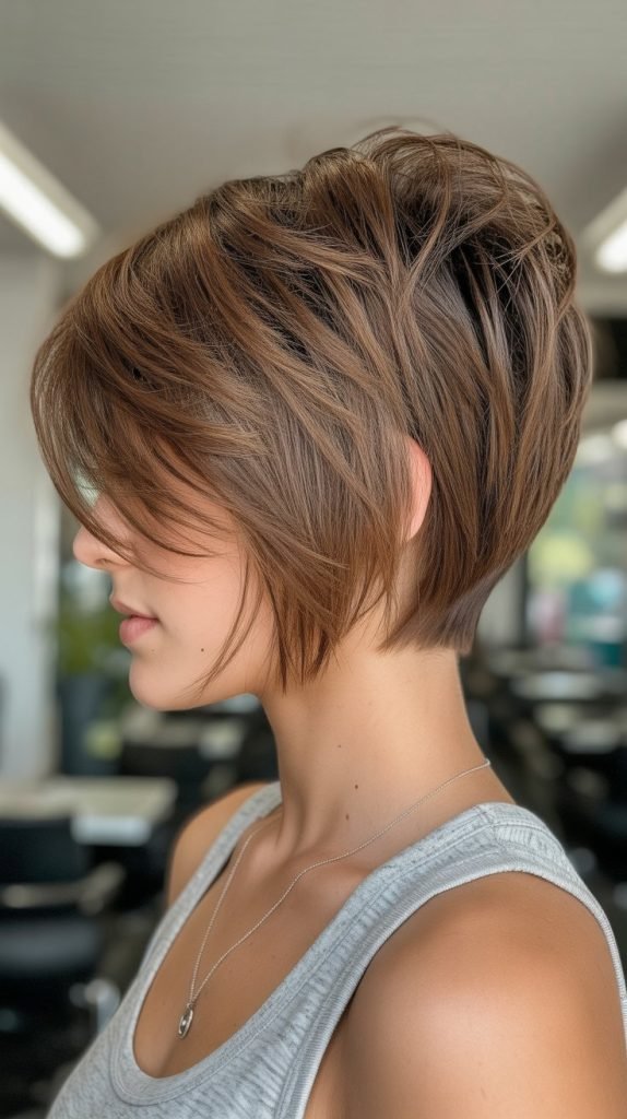 Textured Stacked Bob with Razor-Cut Ends