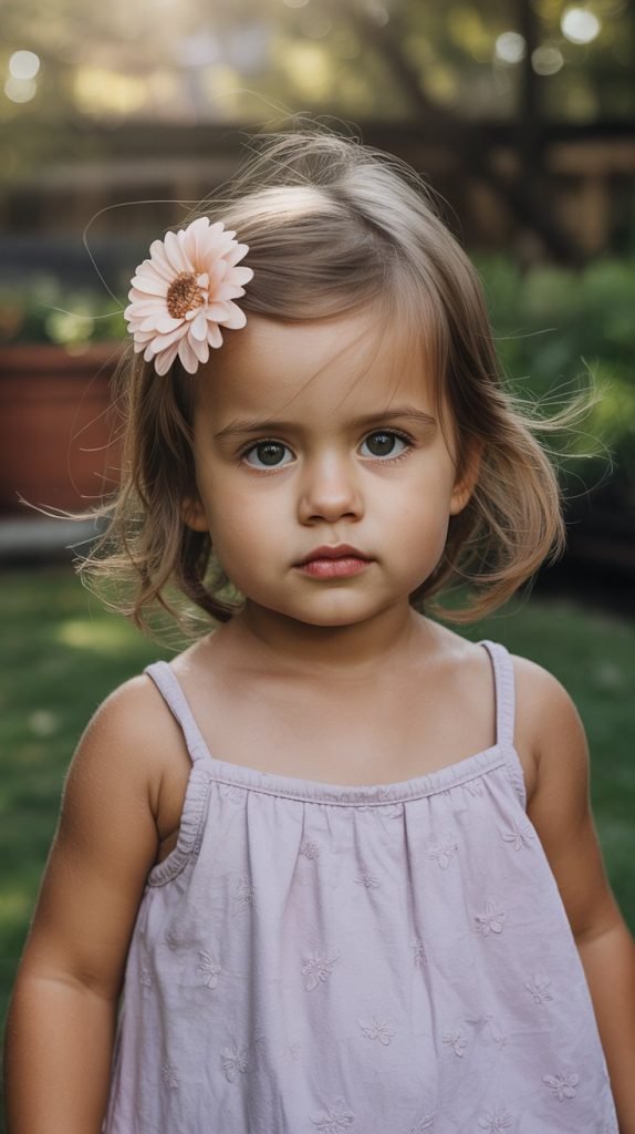  Side Swept with Flower Clip