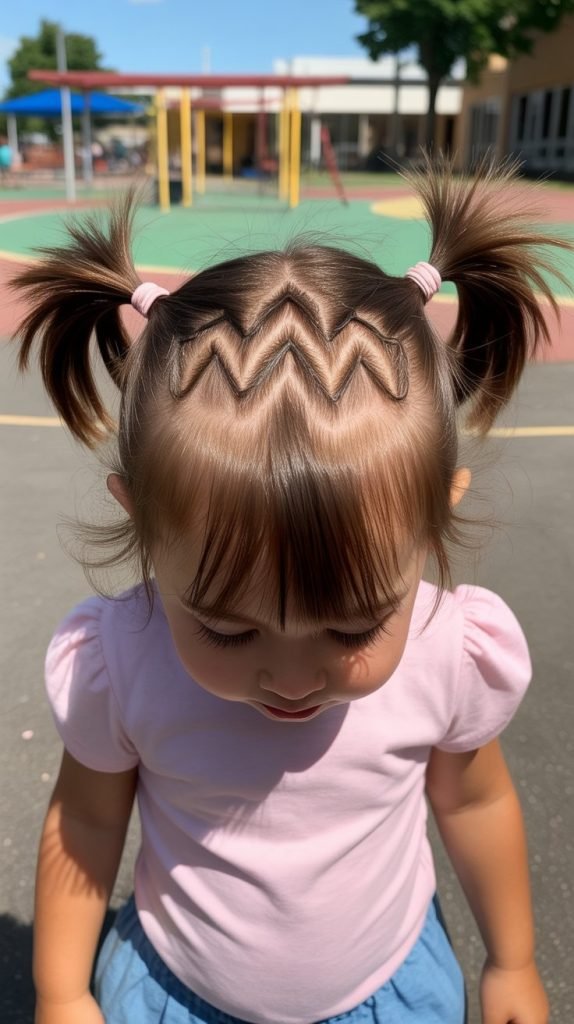 11. Zigzag Part with Two Ponytails