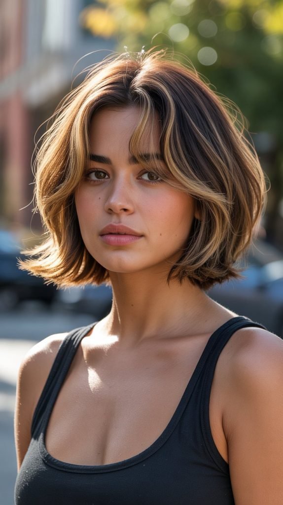 Layered Bob with Curtain Bangs