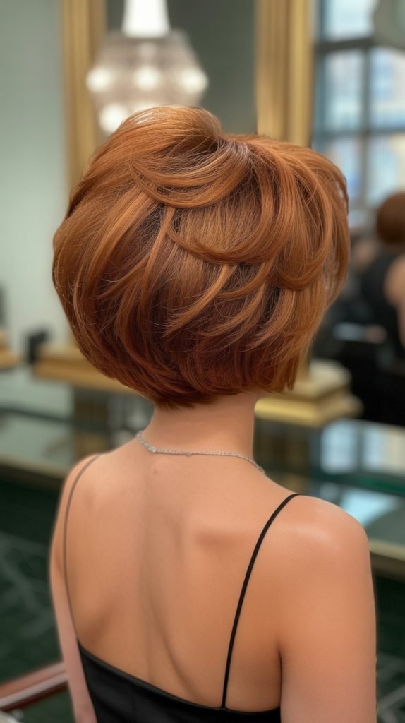 Voluminous Stacked Bob with Teased Crown