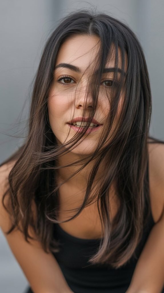 23. Long Hair with Peekaboo Layers