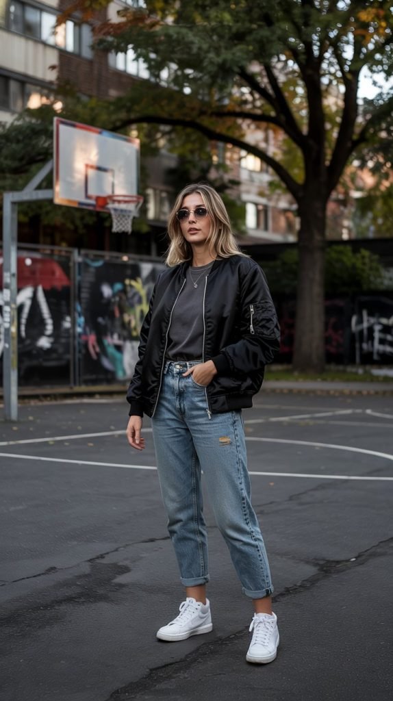 Bomber Jacket with Cropped Jeans