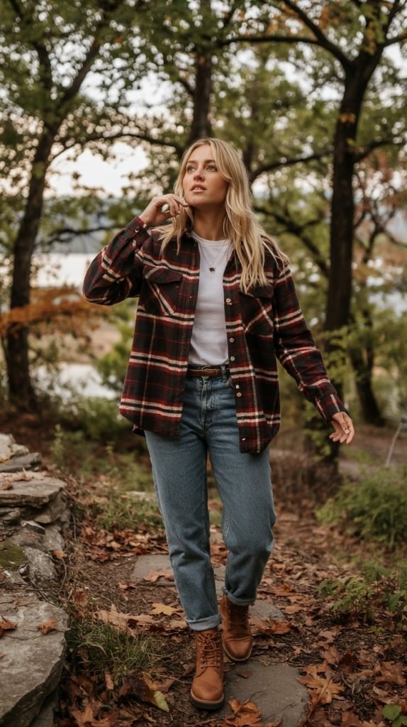 Flannel Shirt and Boyfriend Jeans